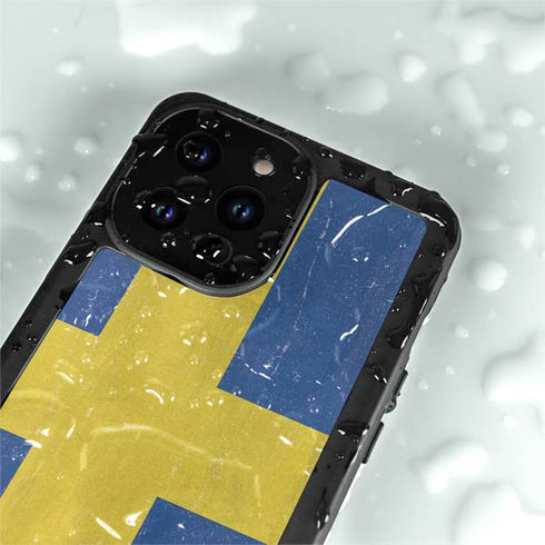 Sweden Flag Distressed iPhone 14 Pro Waterproof Case